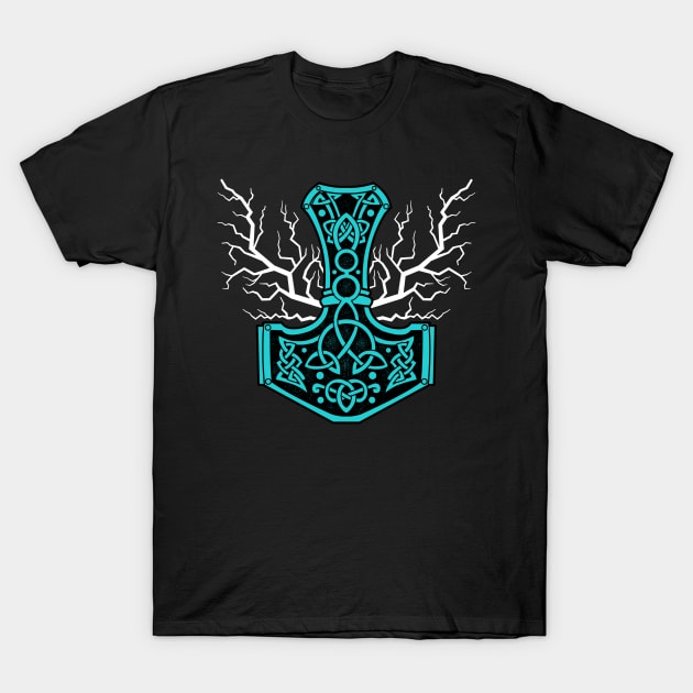 The hammer of Thor with lightning - Mjolnir T-Shirt by Modern Medieval Design